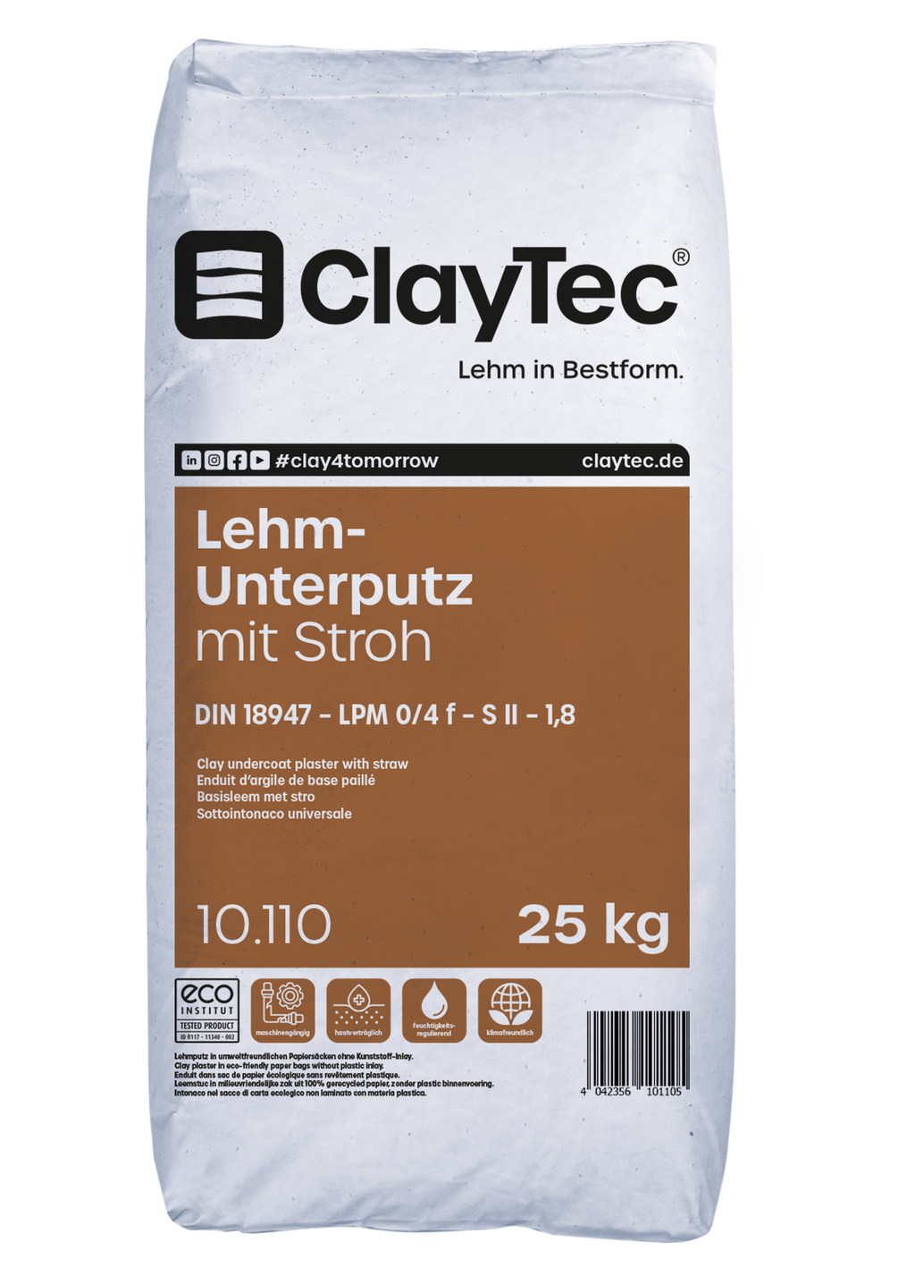 Lehm Unterputz mit Stroh 25kg