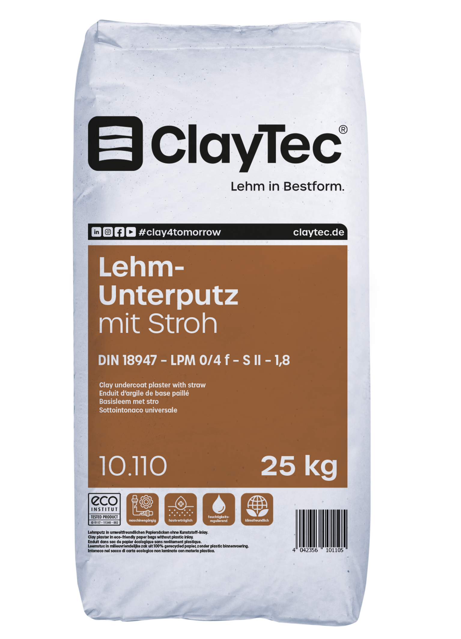 Lehm Unterputz mit Stroh 25kg